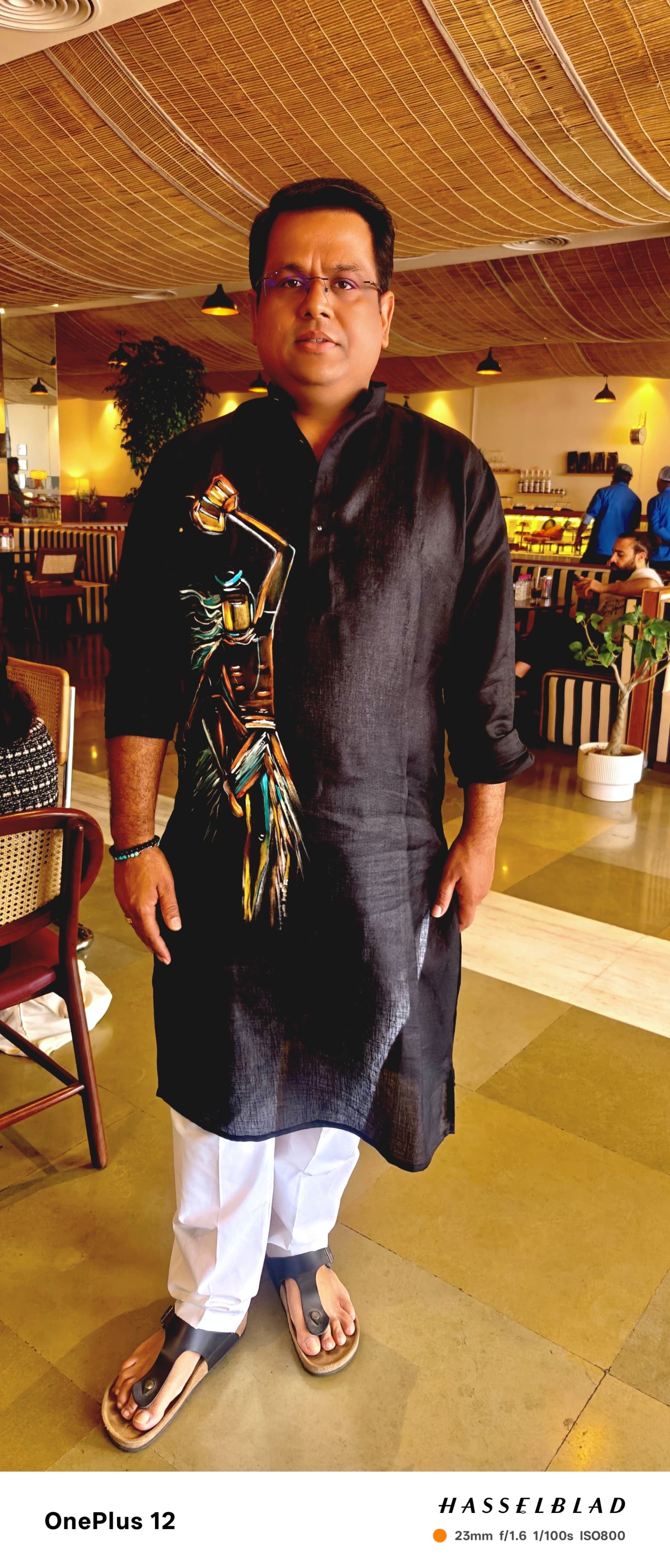 The Midnight Dahlia Hand-Painted Kurta