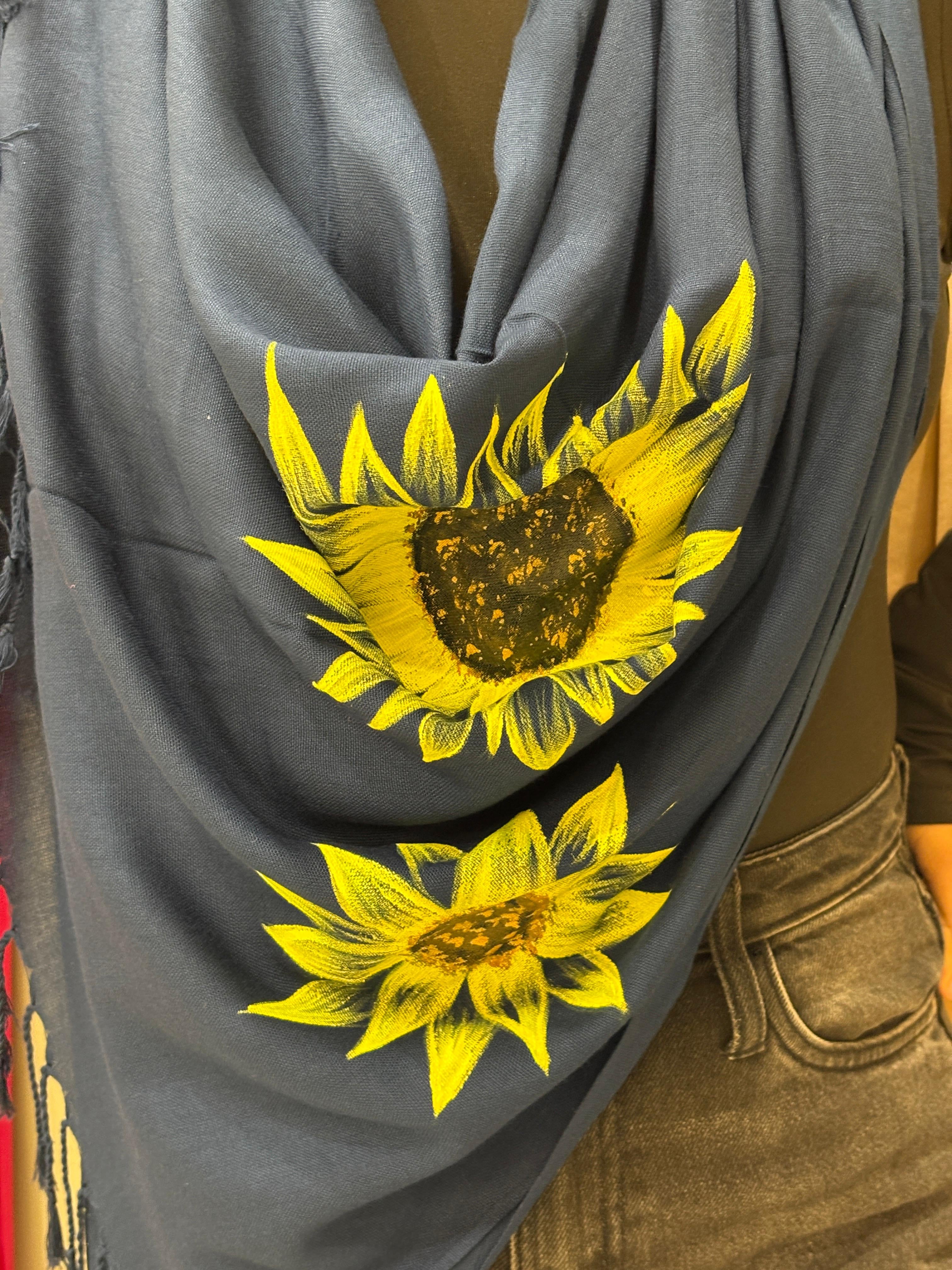 Hand-painted Sunflower Art Stole