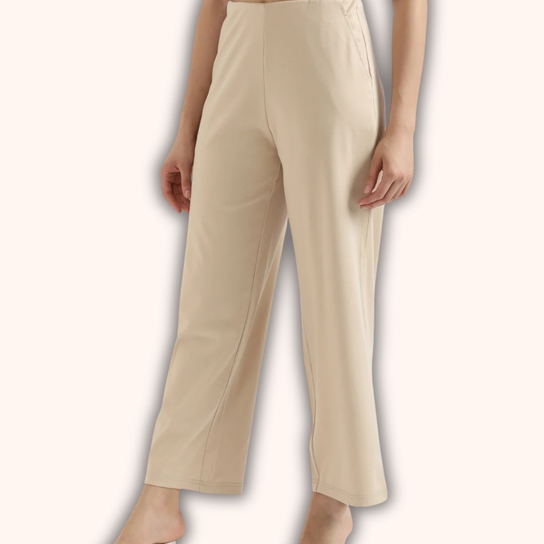 Beige Wide Leg Pants