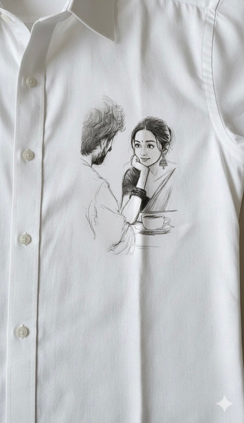 White Handpainted Love Shirt