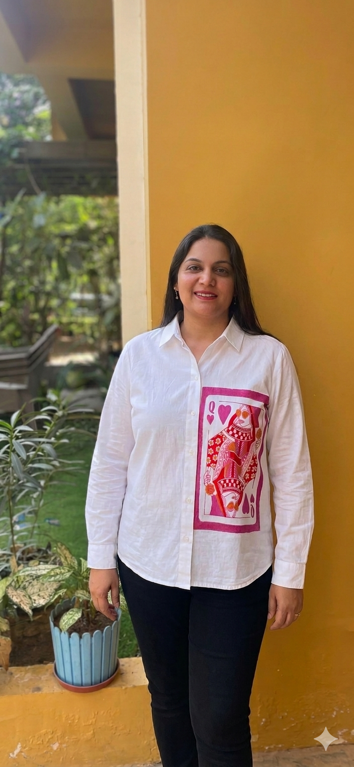 The "Queen of Hearts" Handpainted Cotton Shirt