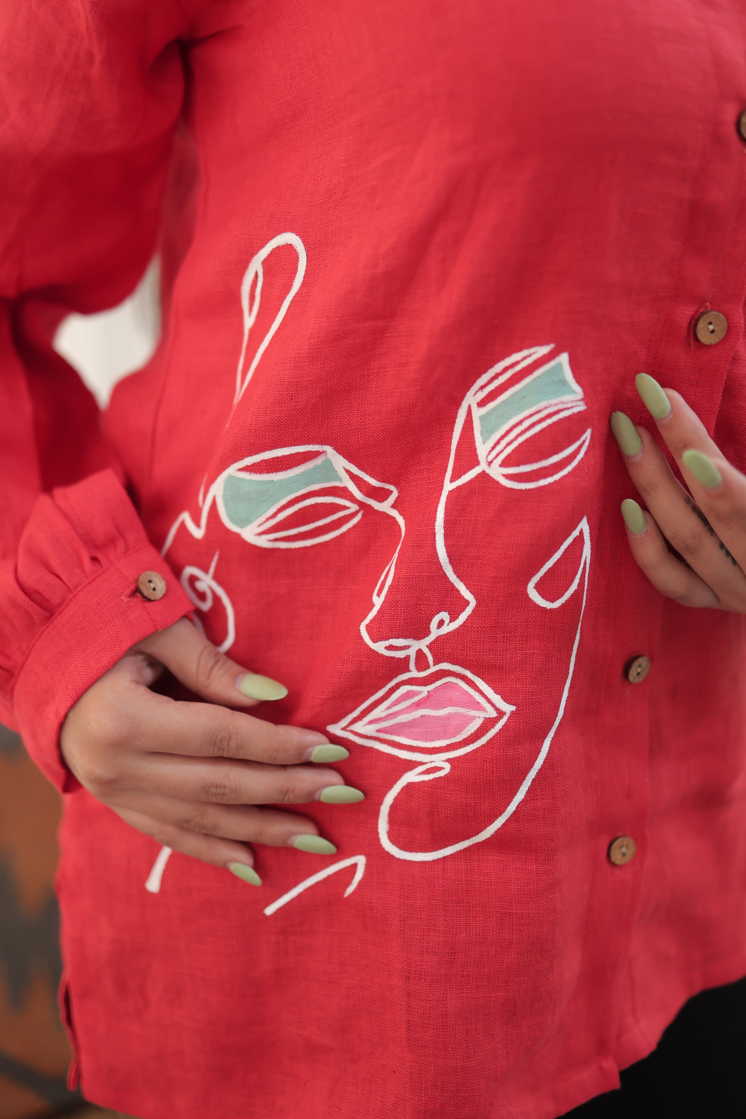 'I see you' Red Handpainted Shirt