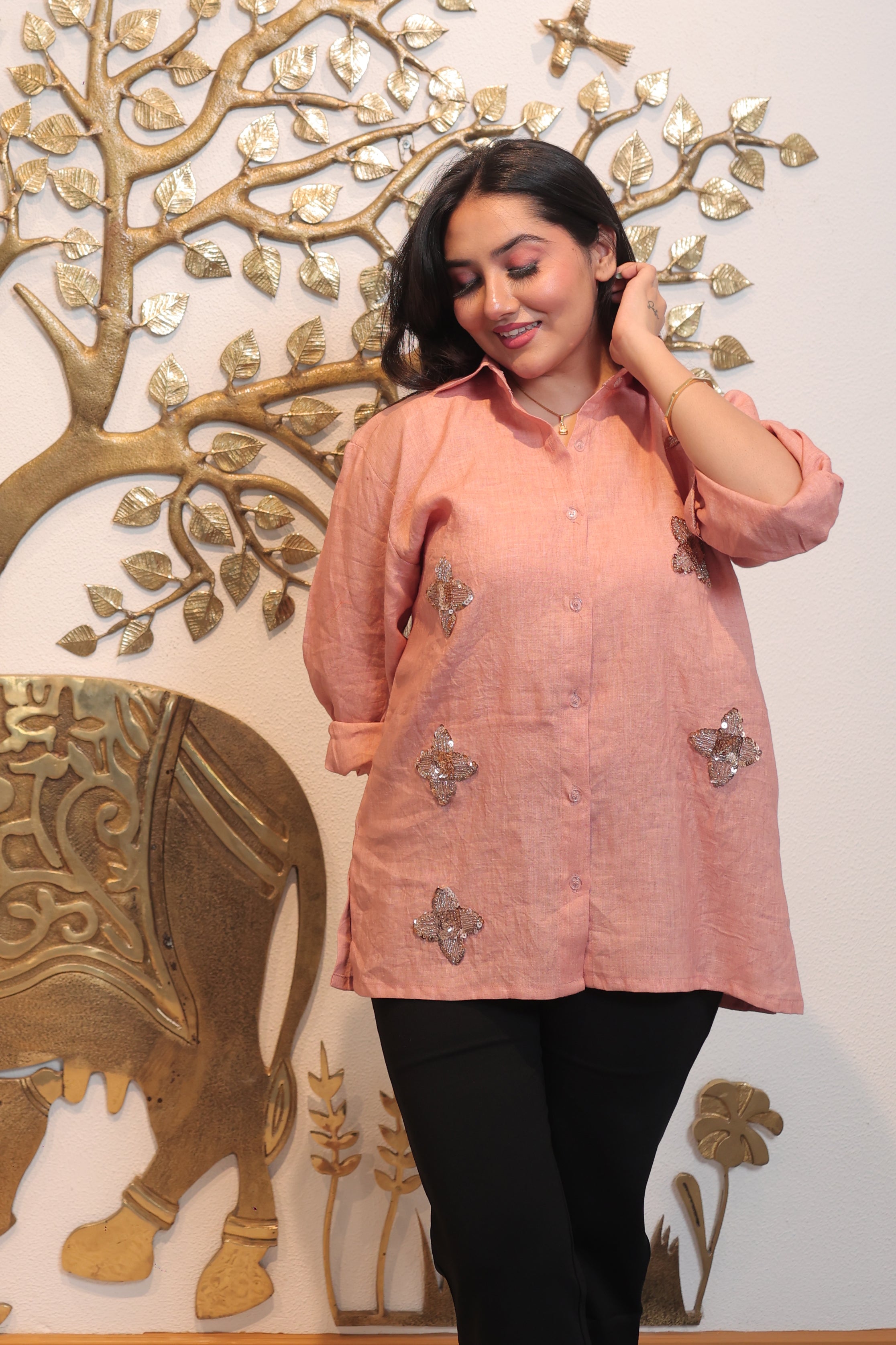 Peach Linen Shirt