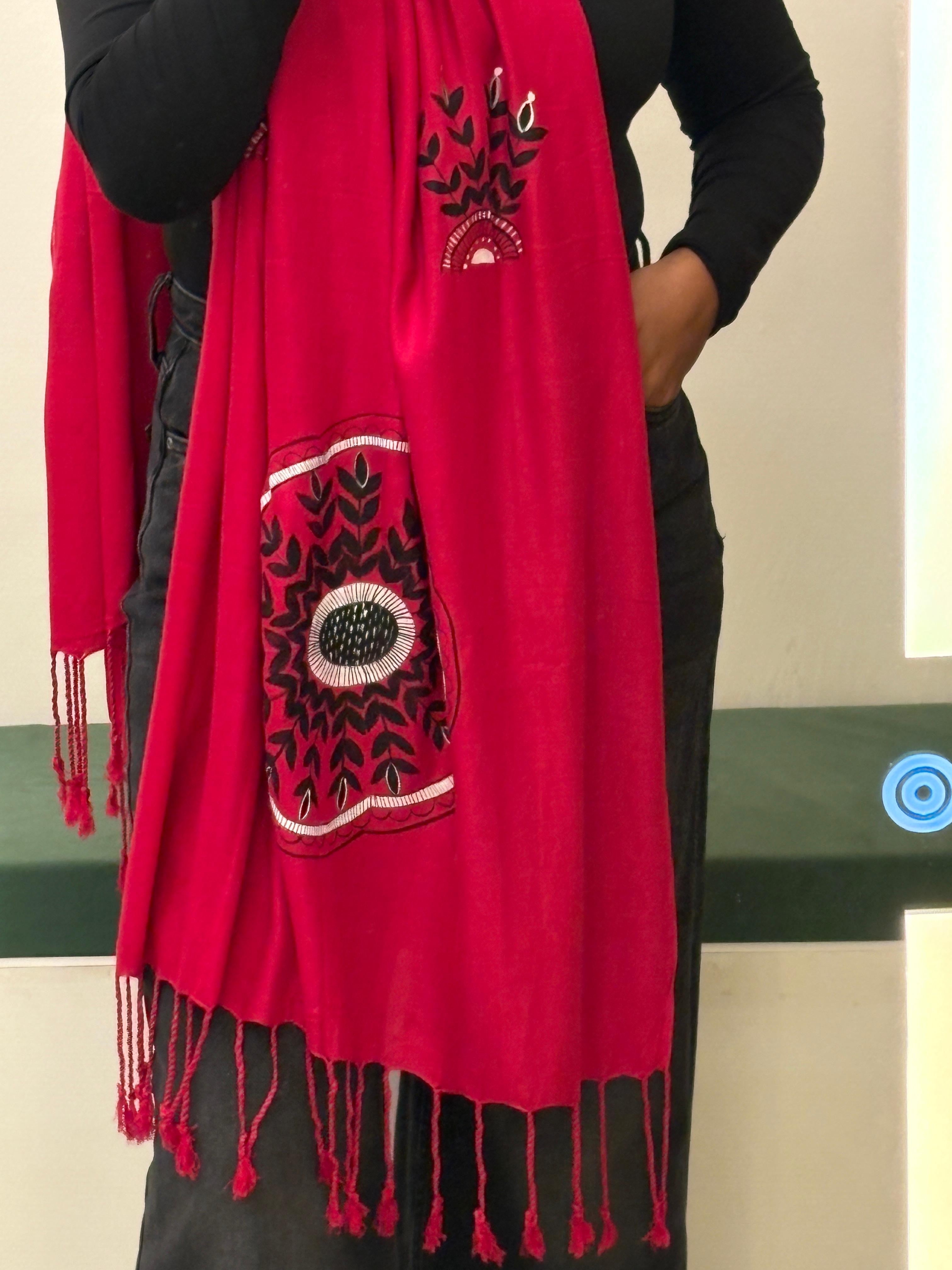 Hand-Painted Madhubani Art Stole