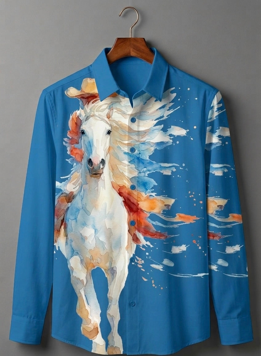 The Galloping Ghost | Handpainted Watercolor Cotton Shirt