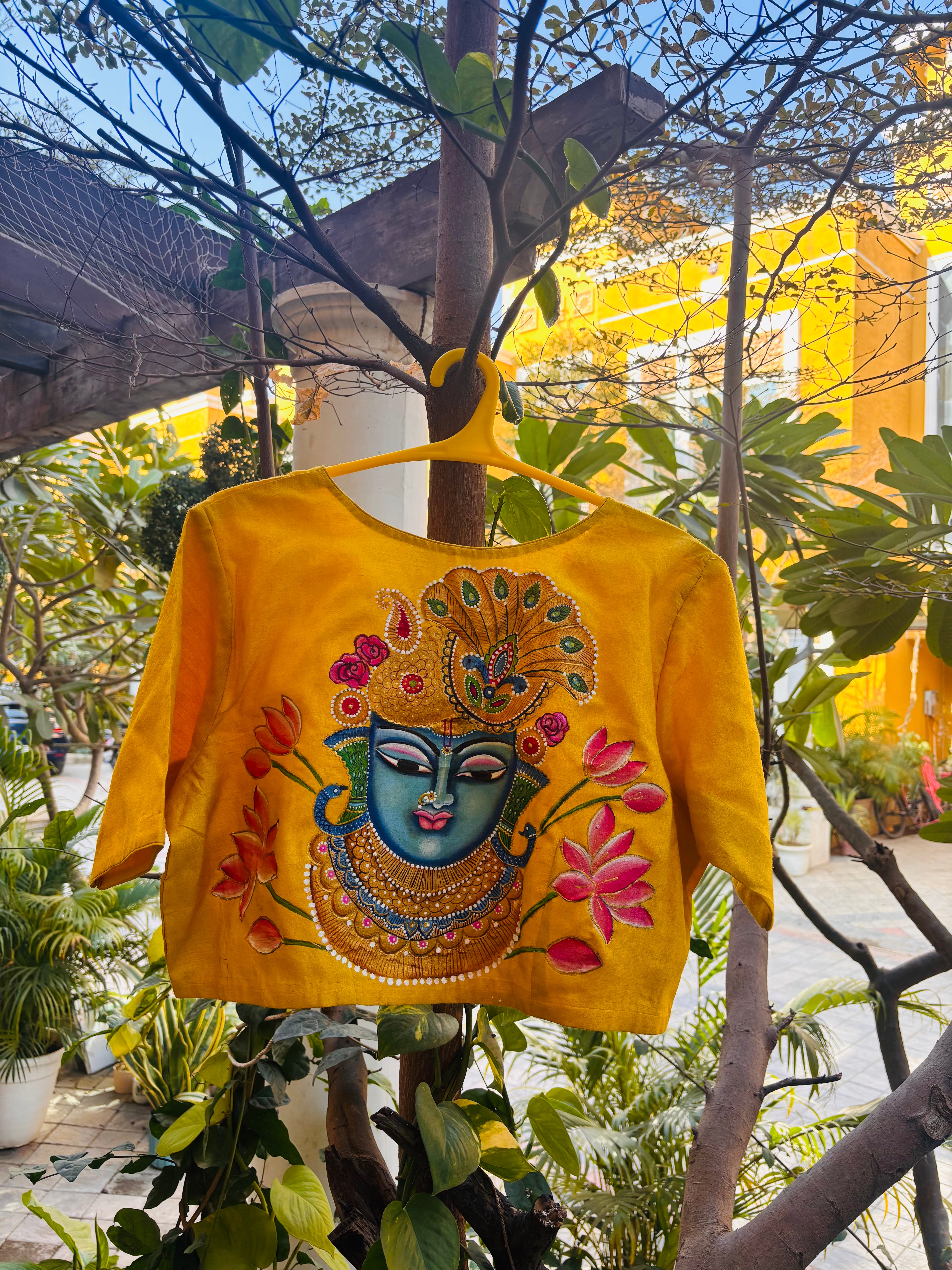 The Shreenathji "Swaroop" Hand-Painted Tussar Silk Blouse