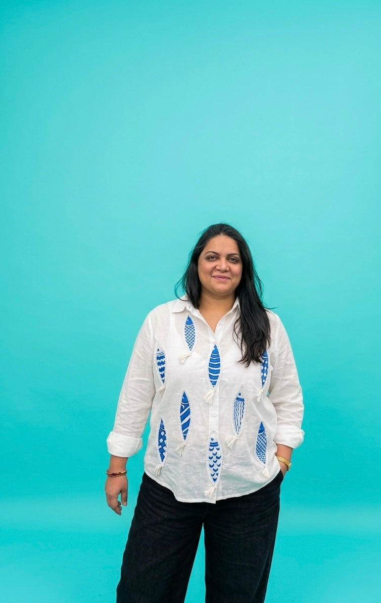 The Indigo Fin Hand-Painted Shirt