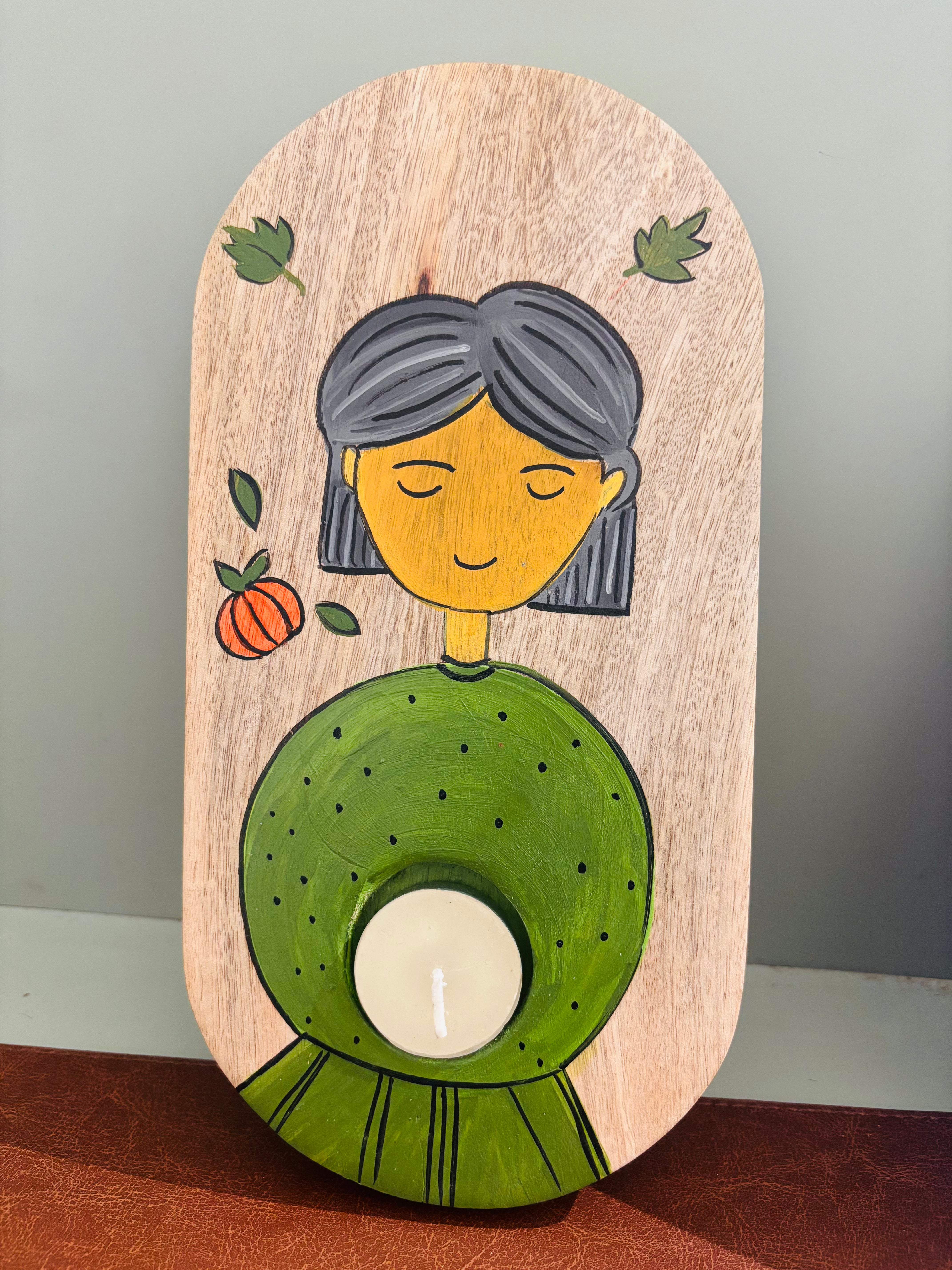 The Garden Soul | Hand-Painted Artisanal Wood T-Light Holder