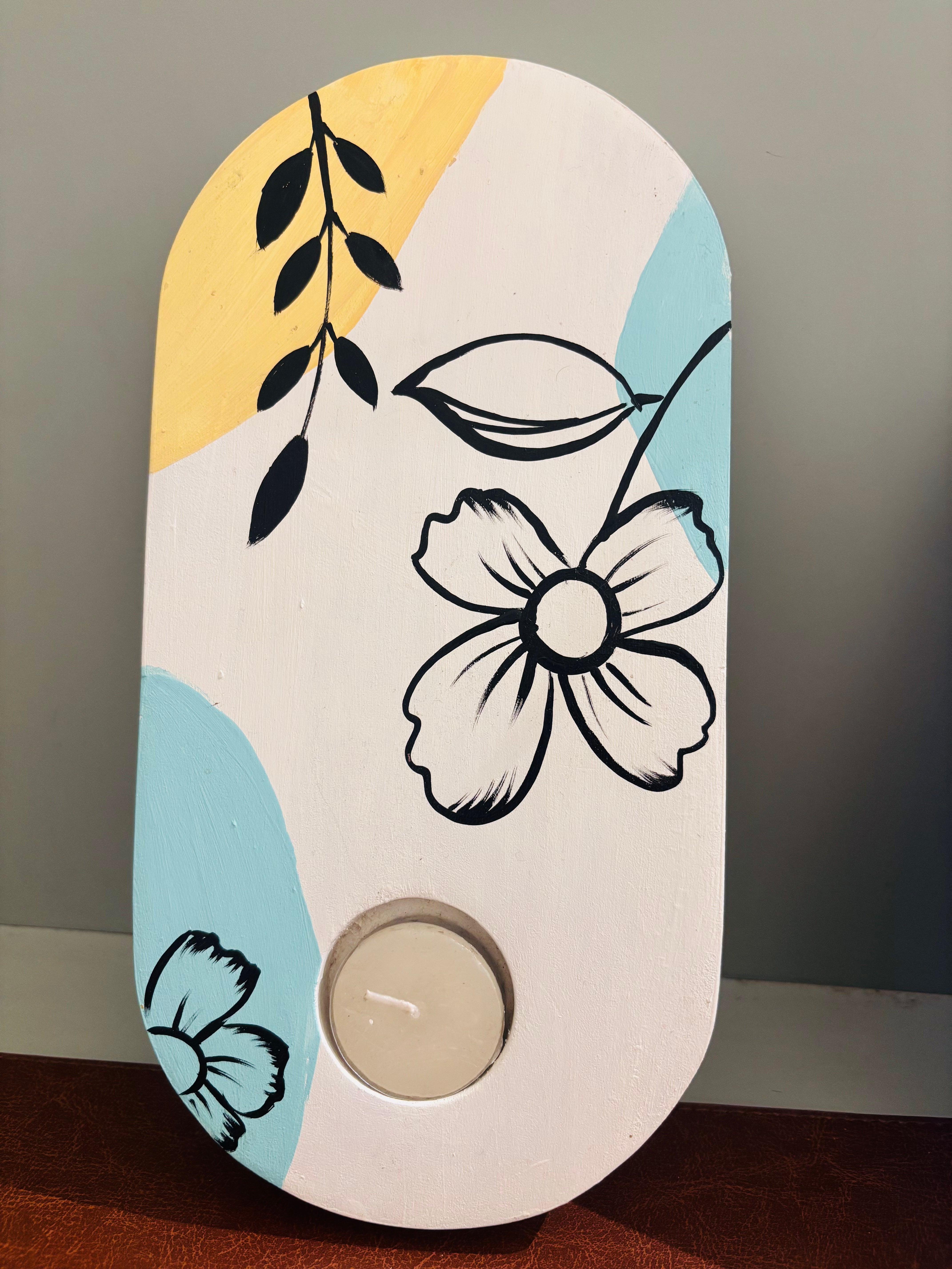 Modern Botanical | Bespoke Hand-Painted T-Light Holder