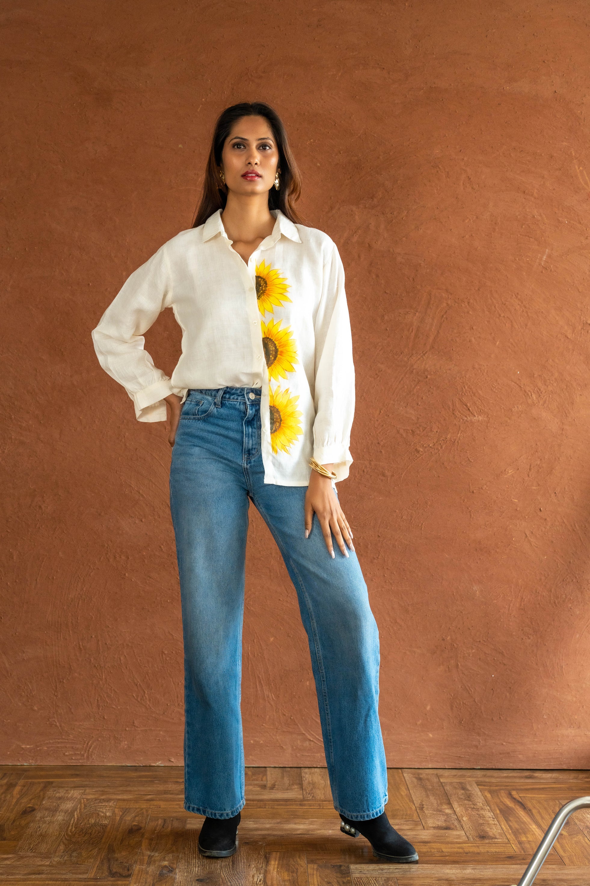 Sunflower White Linen Shirt