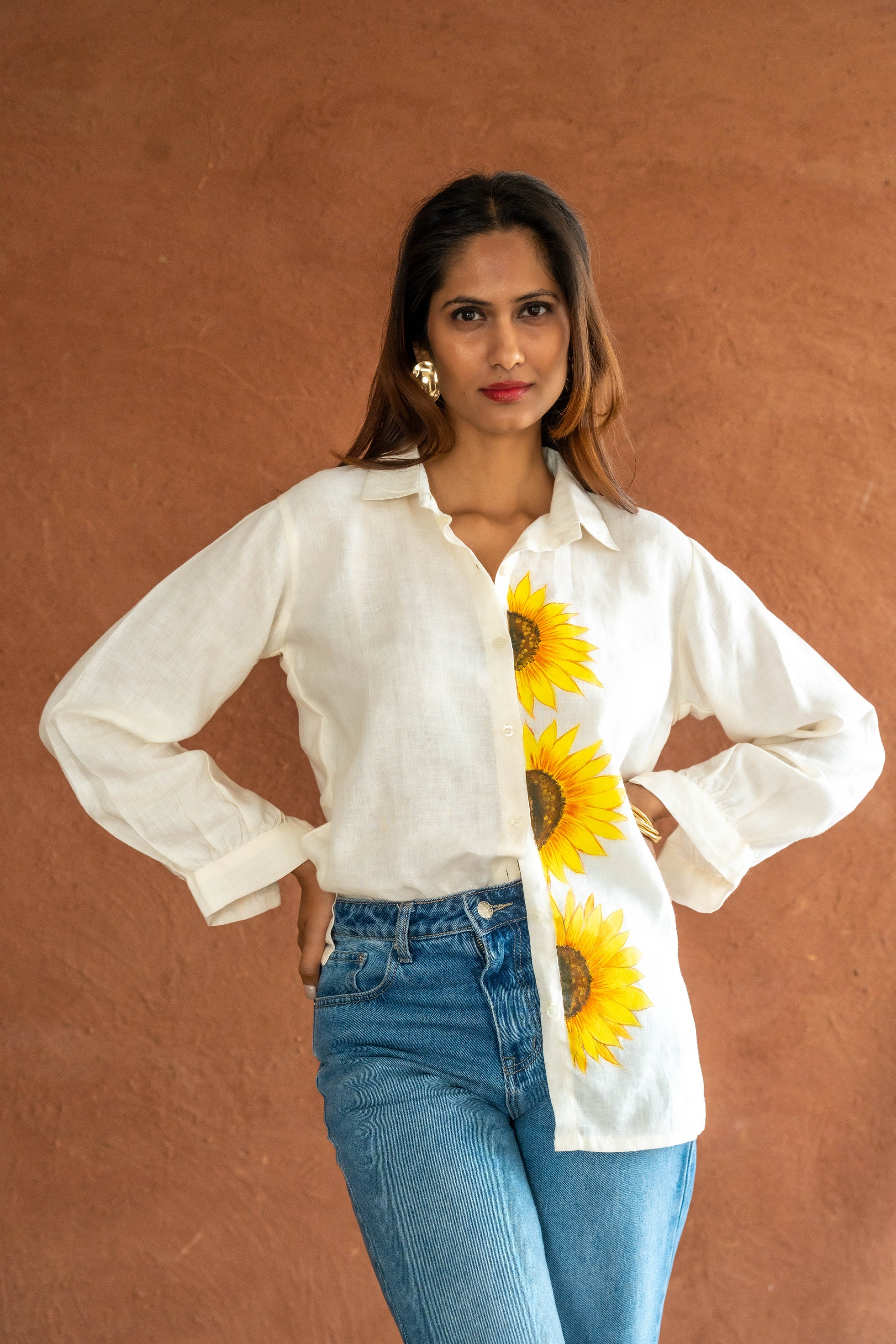 Sunflower White Linen Shirt