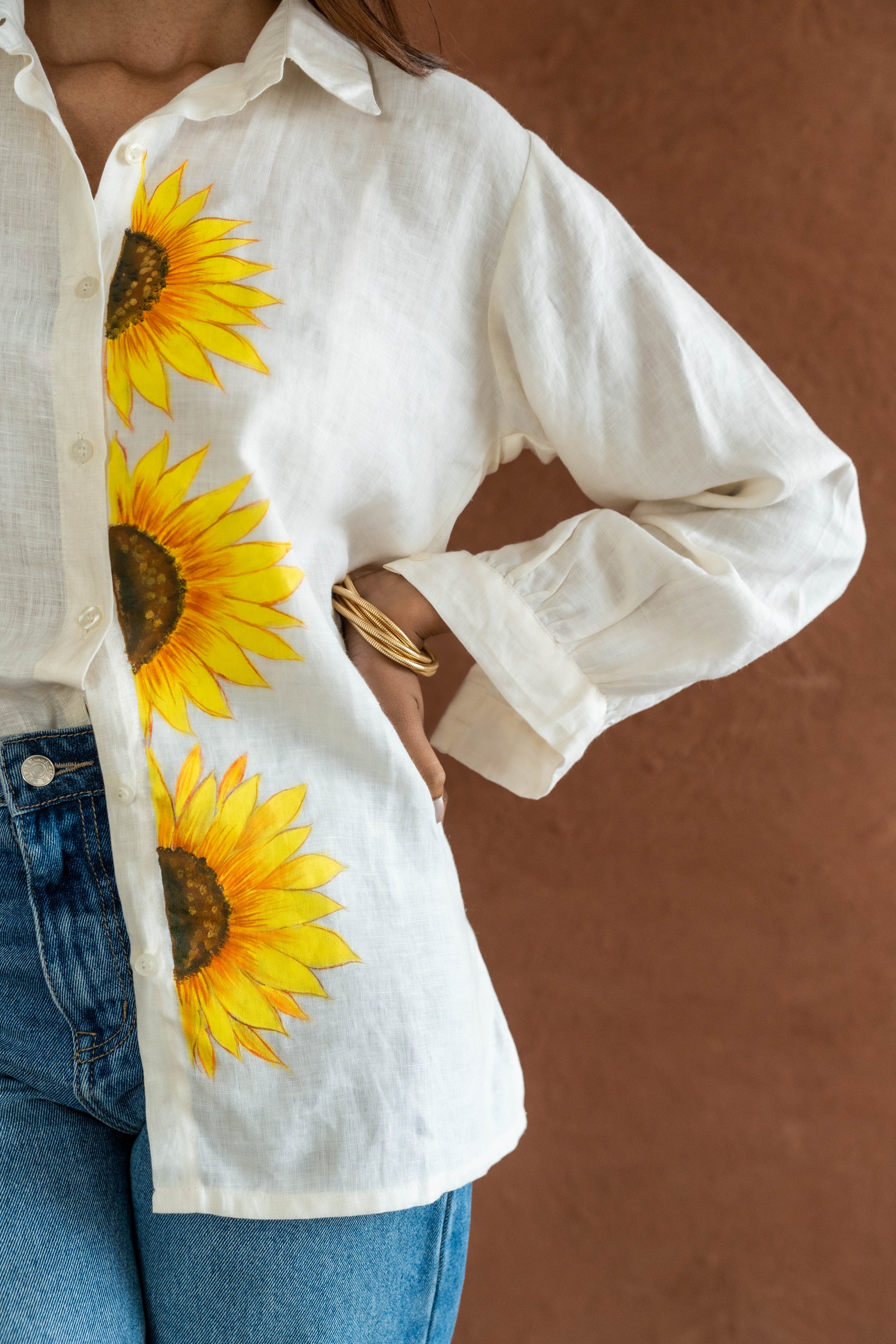 Sunflower White Linen Shirt