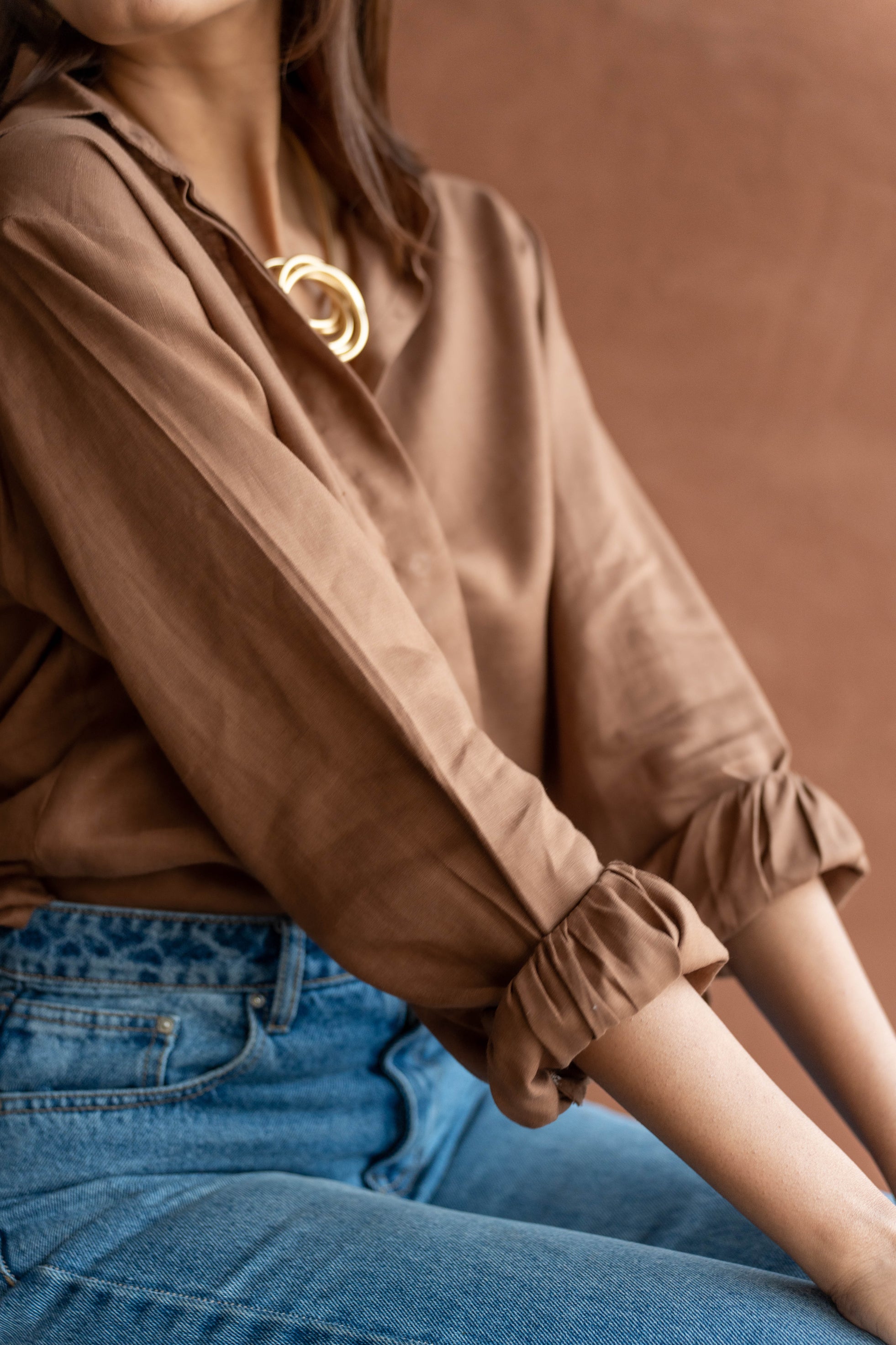 Solid Brown Hue Linen Shirt