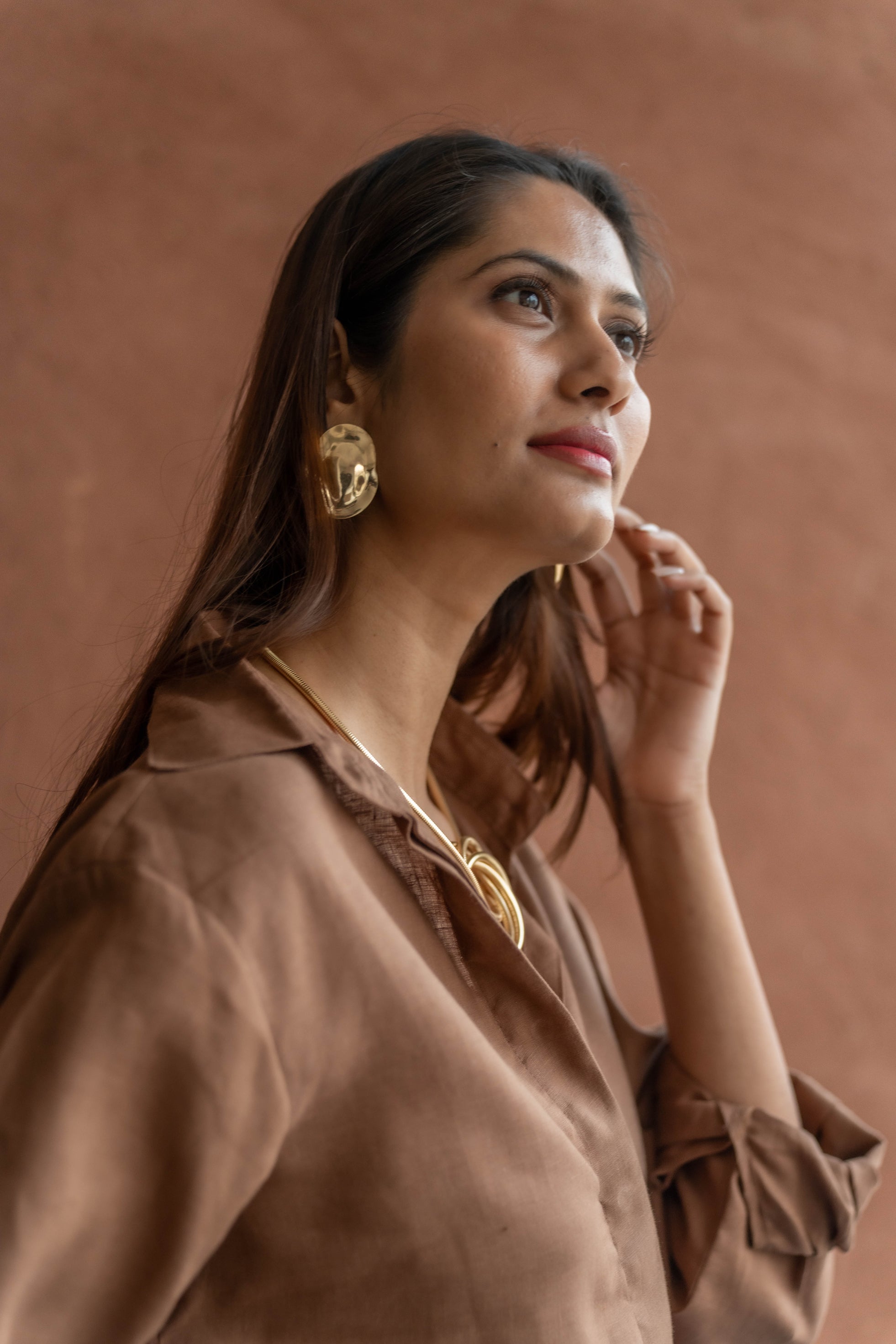 Solid Brown Hue Linen Shirt