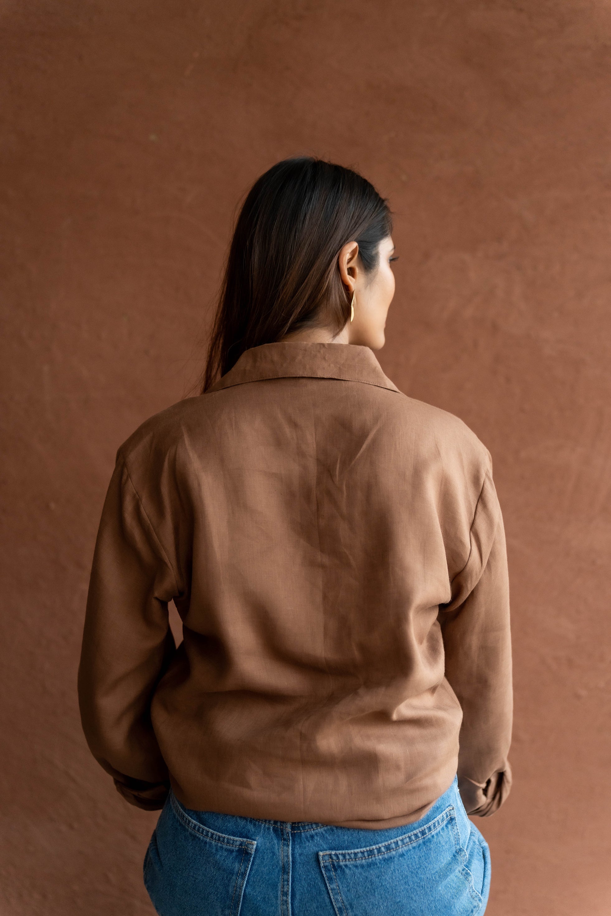 Solid Brown Hue Linen Shirt