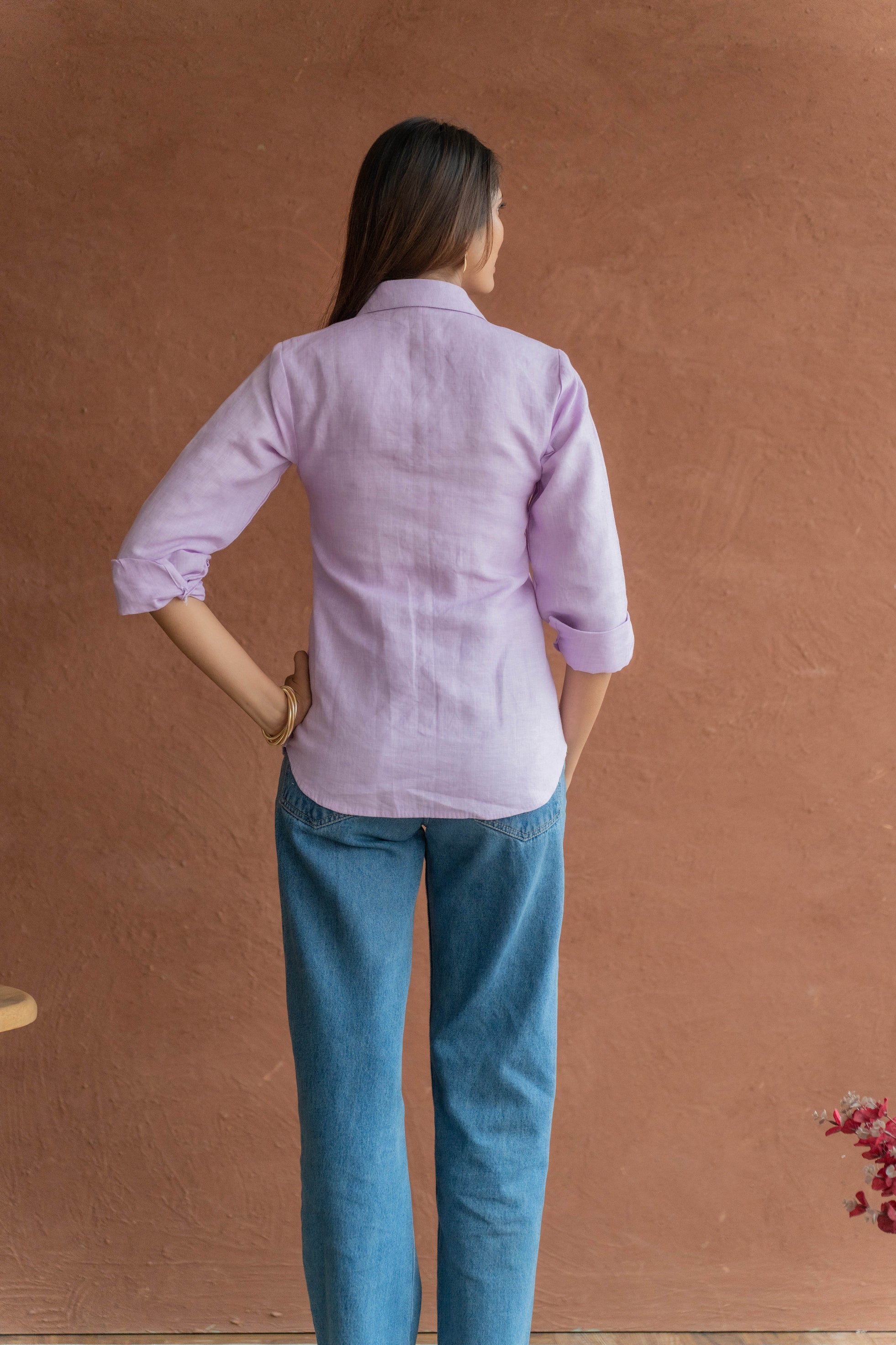 Solid Lavender Hue Linen Shirt