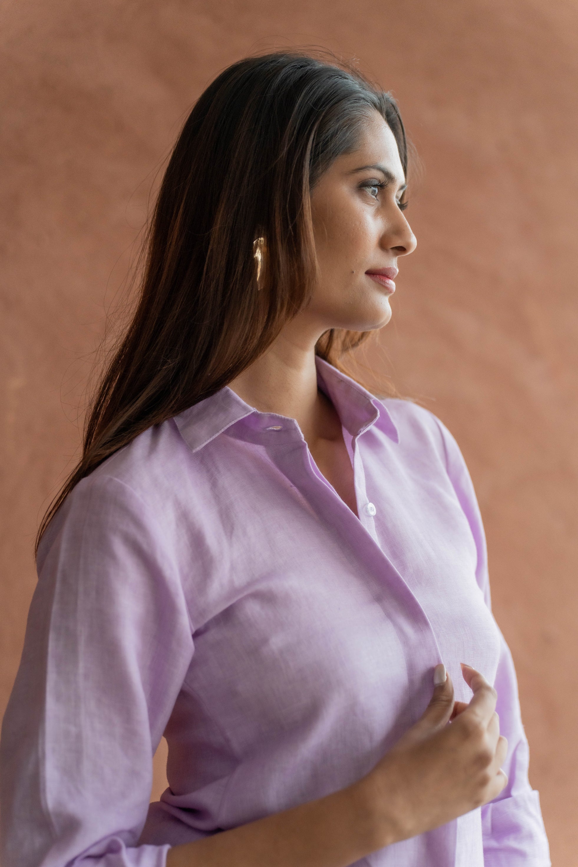 Solid Lavender Hue Linen Shirt