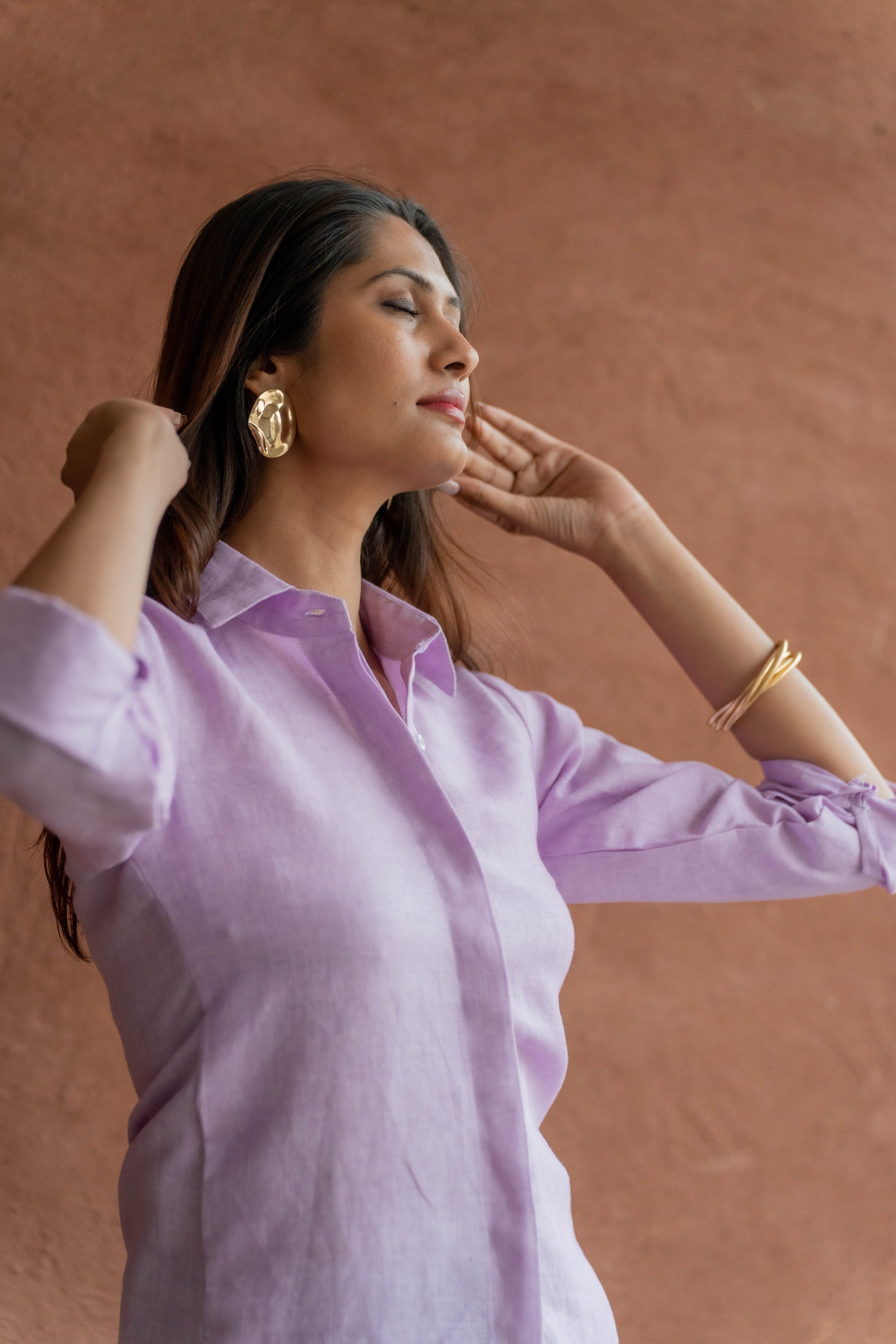 Solid Lavender Hue Linen Shirt