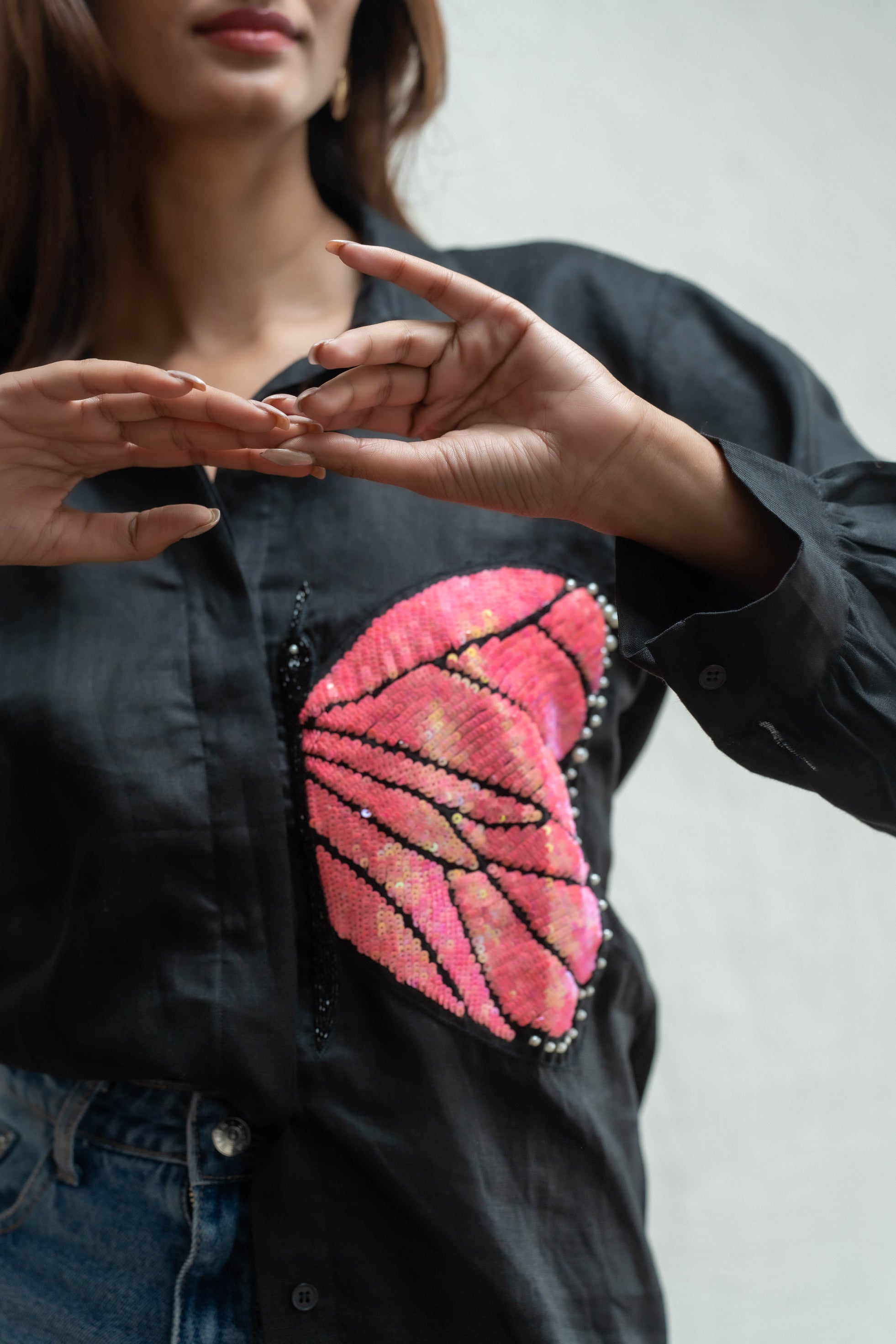 Enchanted Butterfly Black Shirt