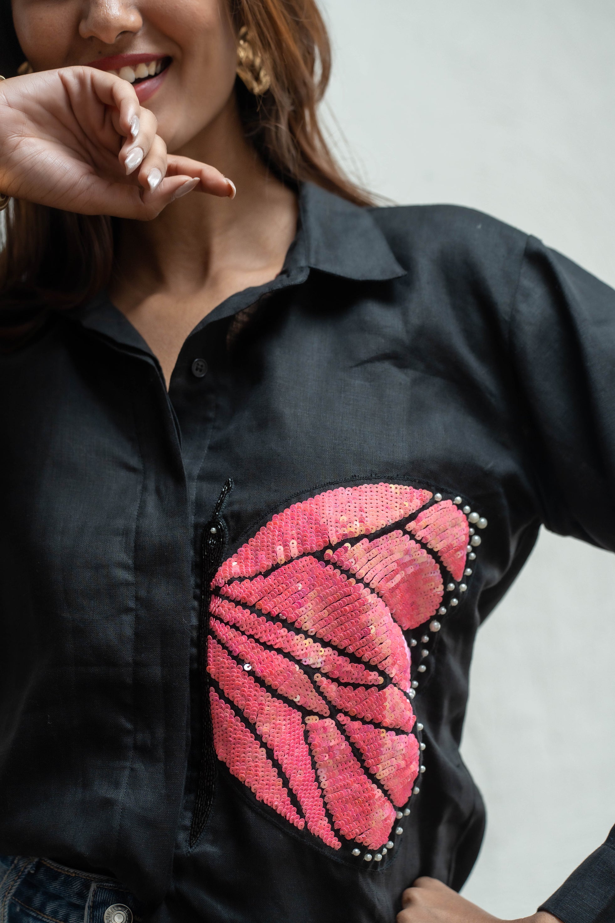 Enchanted Butterfly Black Shirt