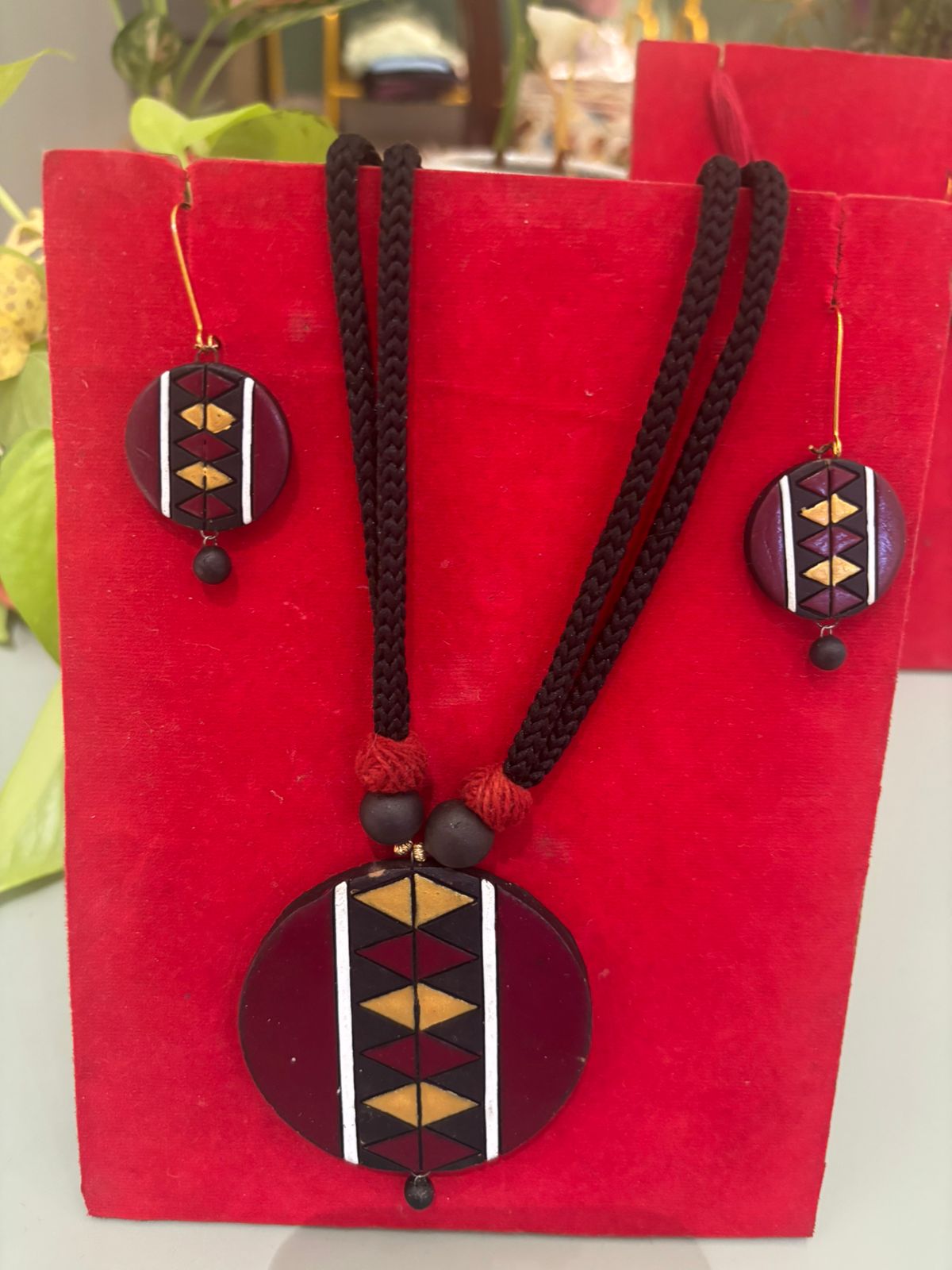 "Mati" Hand-Painted Terracotta Necklace & Earring Set