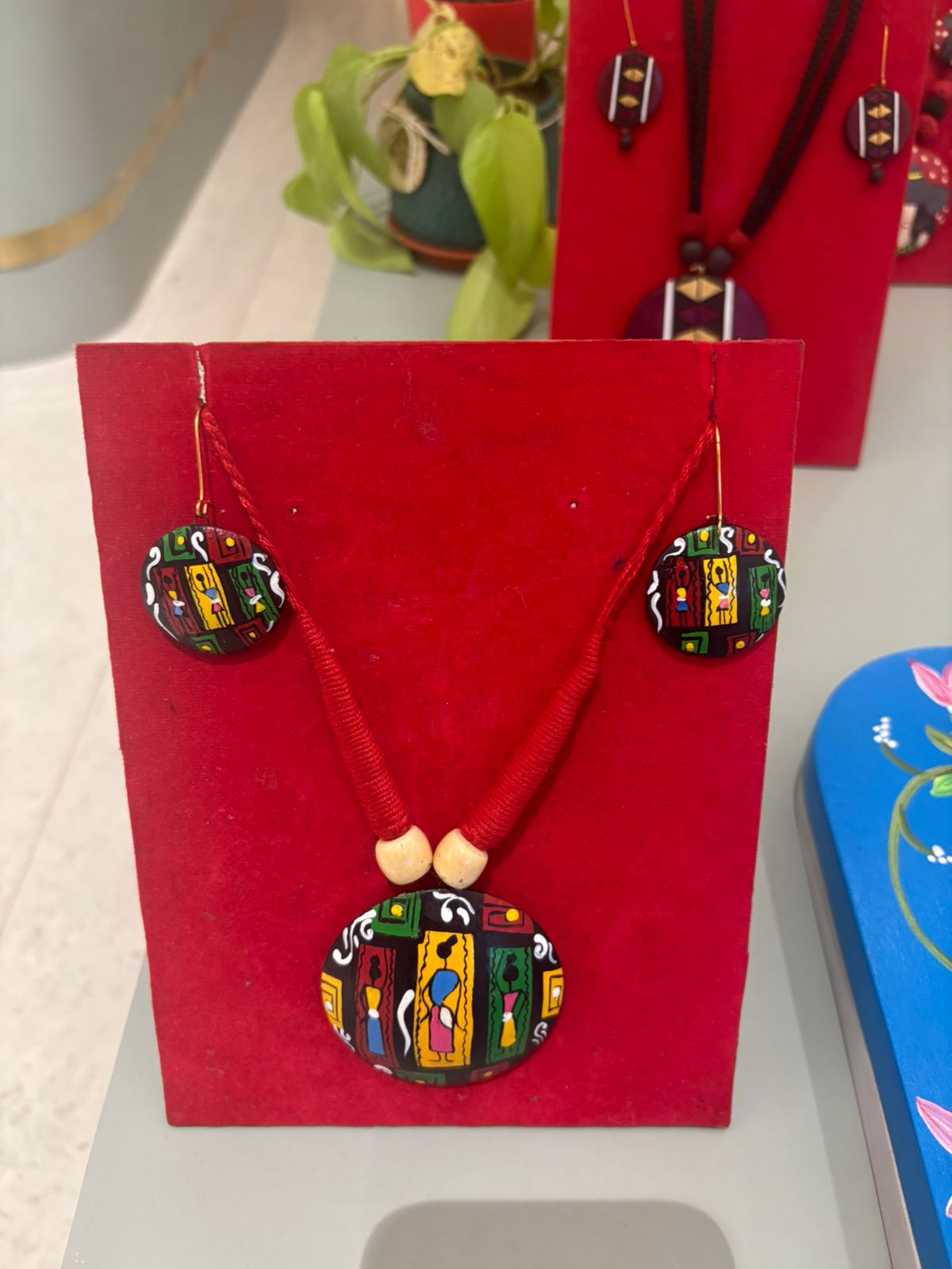 "Mati" Hand-Painted Terracotta Necklace & Earring Set