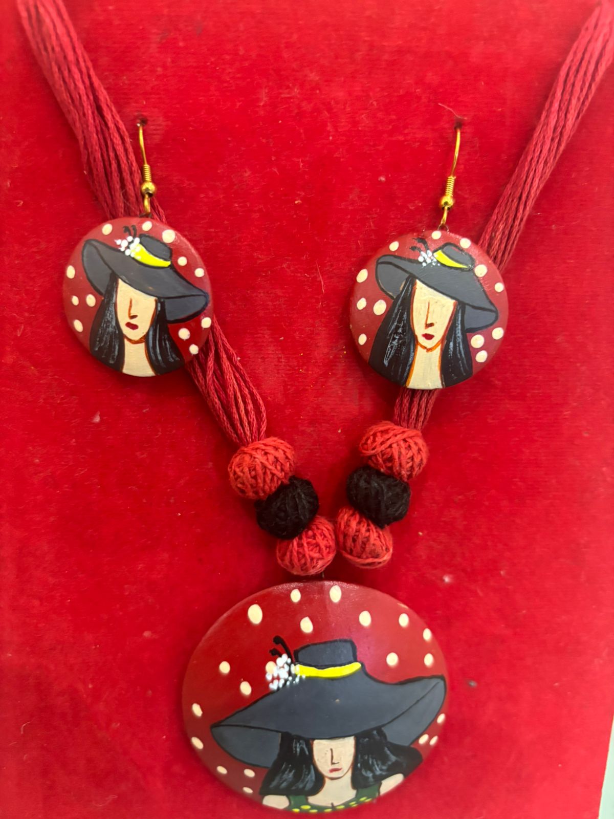 "Mati" Hand-Painted Terracotta Necklace & Earring Set