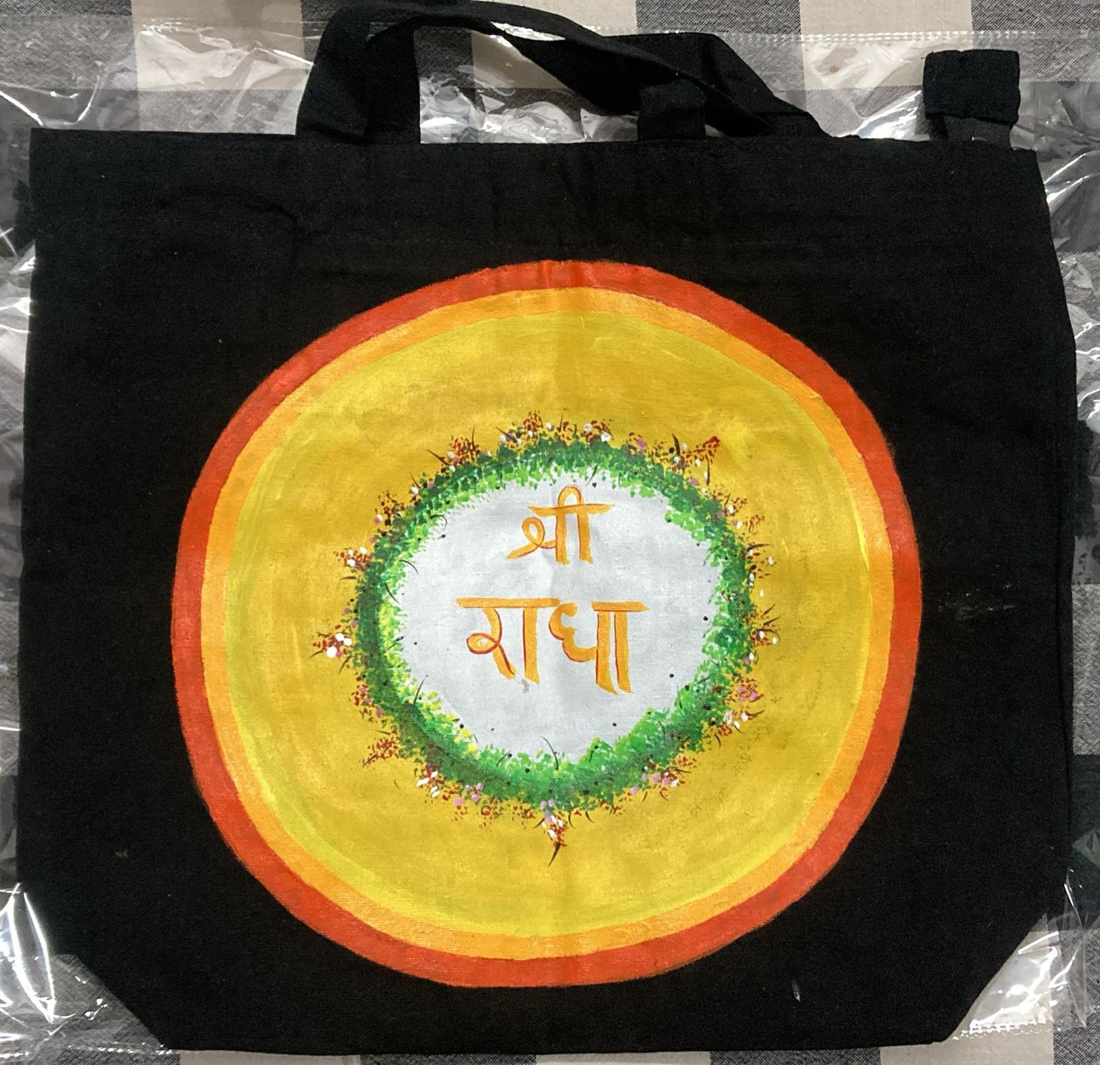 Radhe-Radhe Hand-Painted Cotton Tote Bag