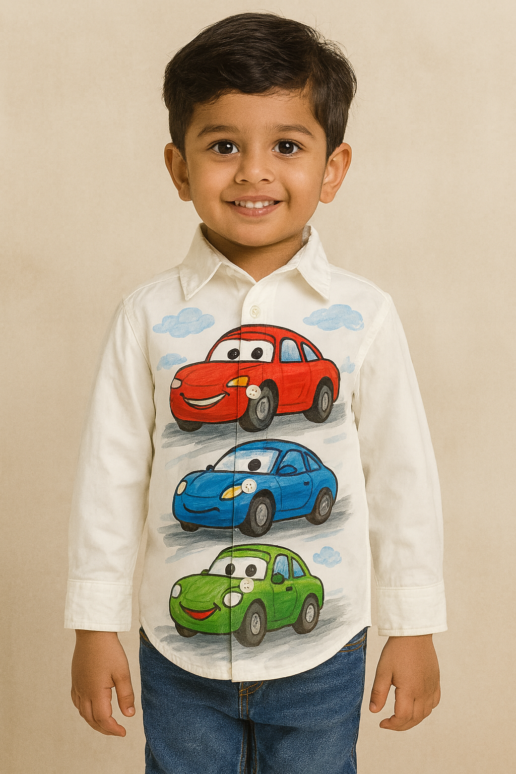 Hand-Painted Cars Shirt for Kids