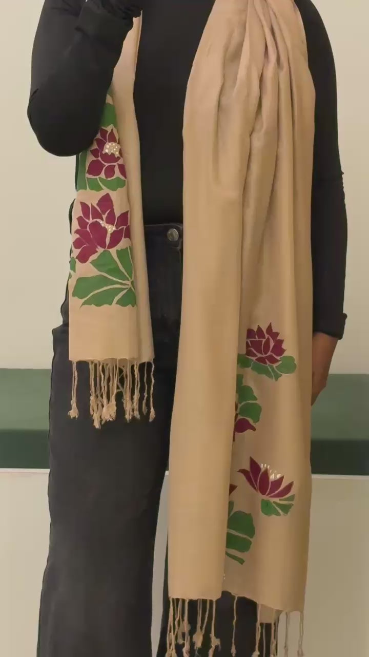 Hand-painted Flower Art Stole