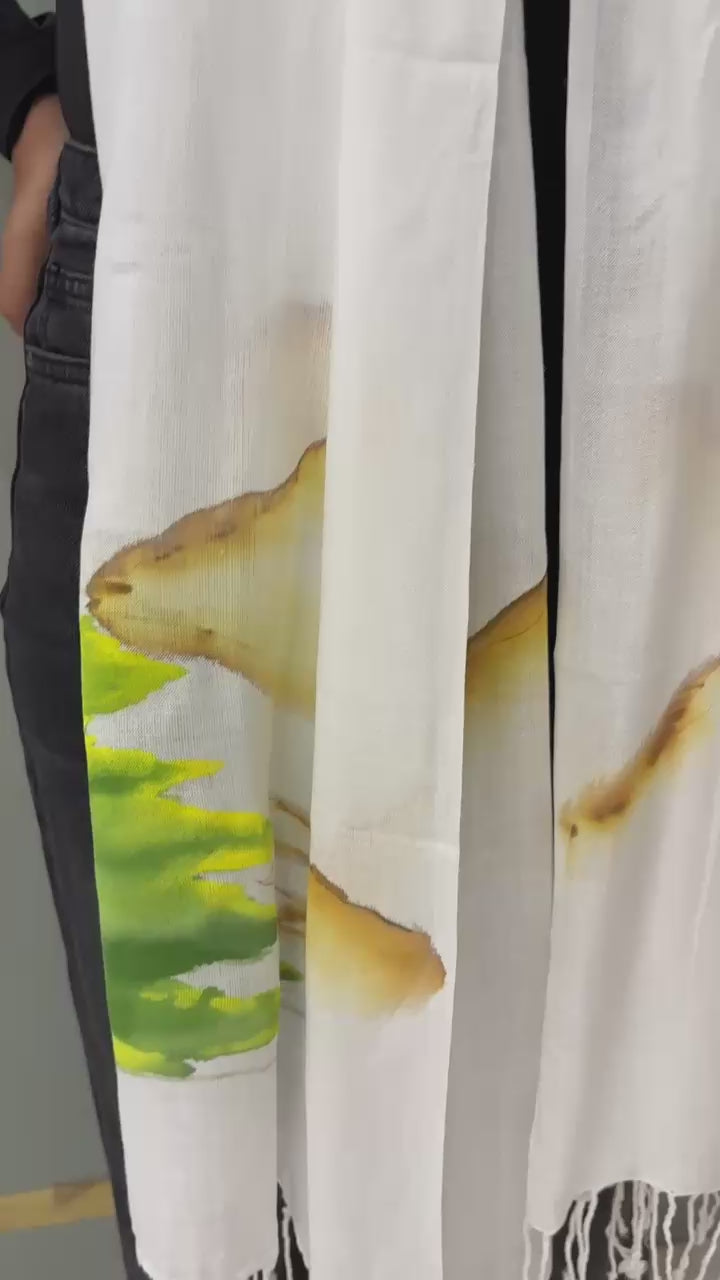 Handpainted Mountains Art Stole