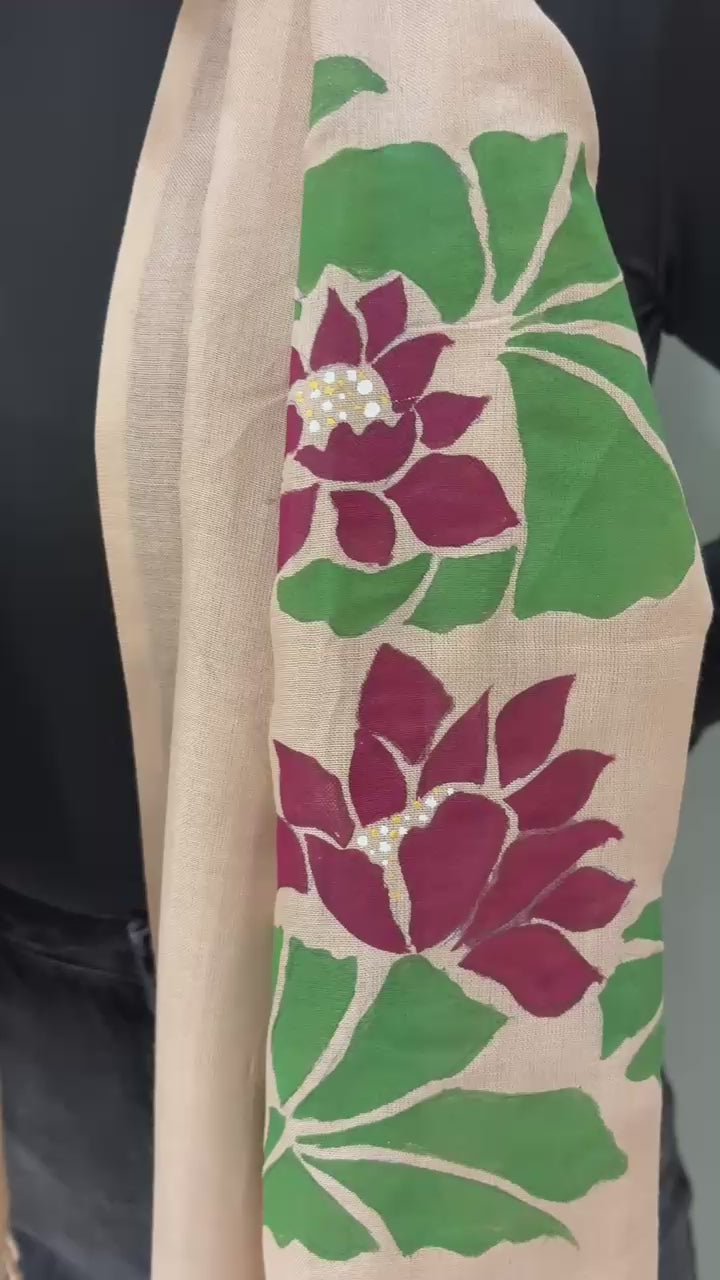 Hand-painted Flower Art Stole