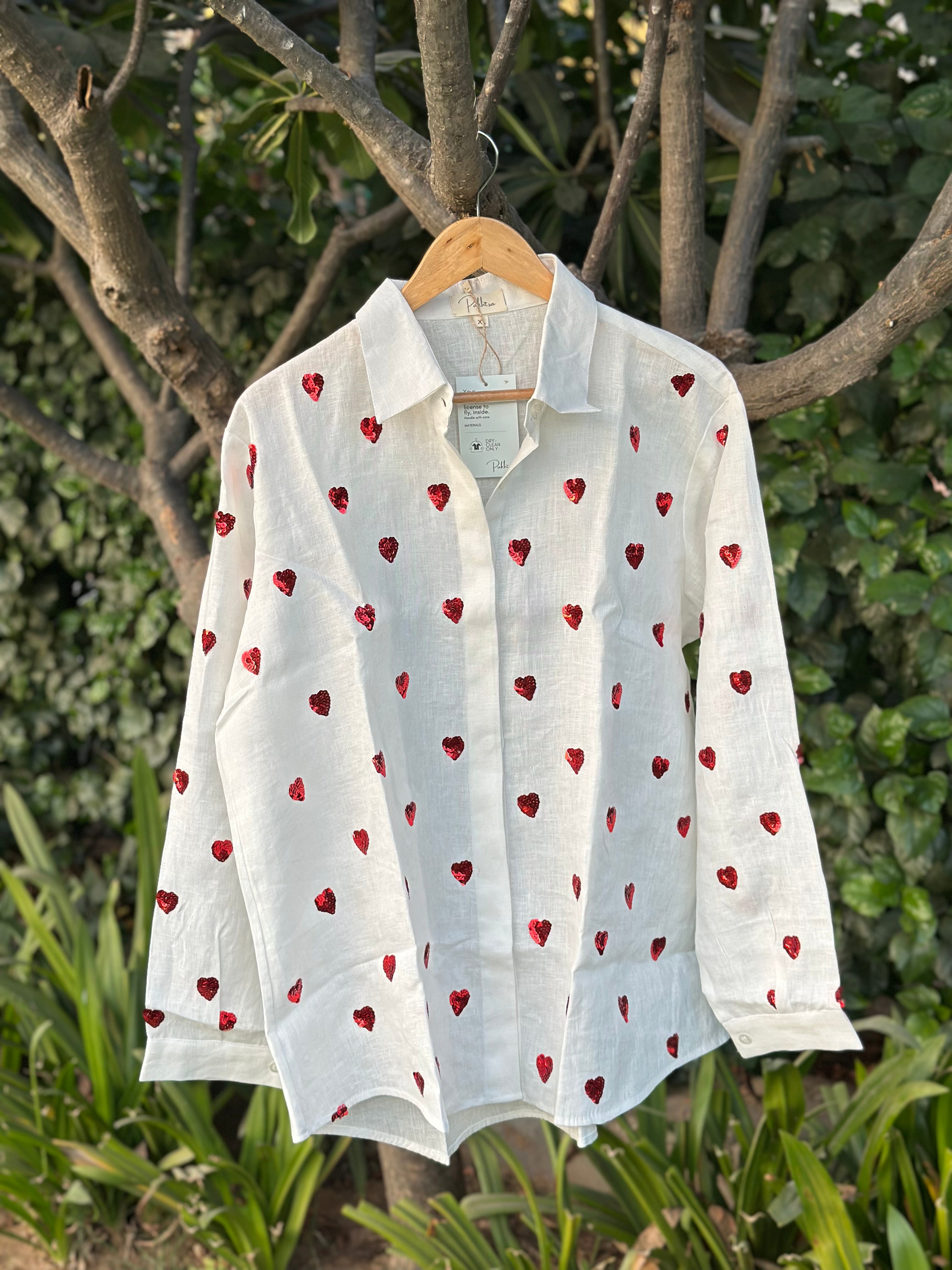 Chic Linen Hearts Shirt