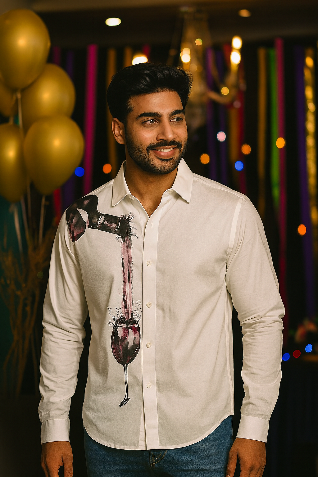 Vintage Vino Handpainted Shirt For Men